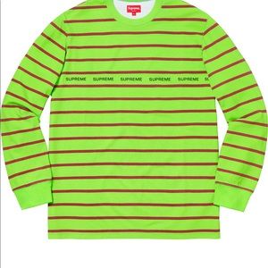 Supreme printed stripe pique l/s shirt lime grn xl